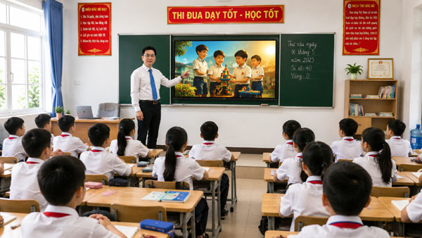 Mình trình chiếu video thì học sinh rất chăm chú xem và hiểu được việc kiềm chế cảm xúc